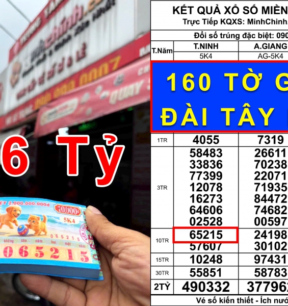 Khách hàng trúng cặp nguyên 160 vé giải 3 đài Tây Ninh ngày 28/05 tại ĐẠI LÝ VÉ SỐ MINH CHINH