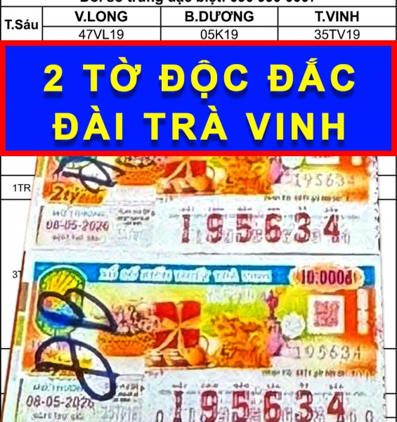 Mua dãy số ngẫu nhiên, 2 khách trúng độc đắc đài Trà Vinh xổ số miền Nam
